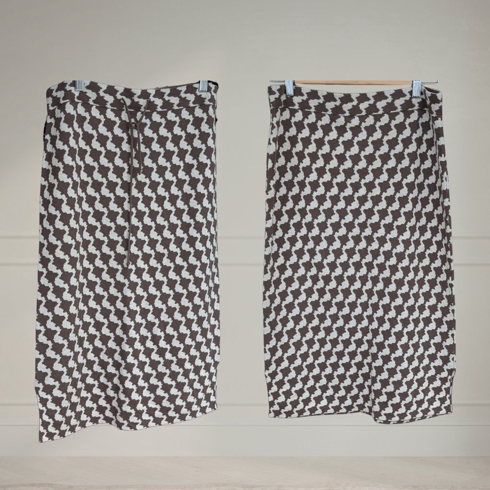 Olsen Taupe Houndstooth Knit Skirt